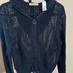 Stamp 10 Women's Navy Open-Knit Cardigan